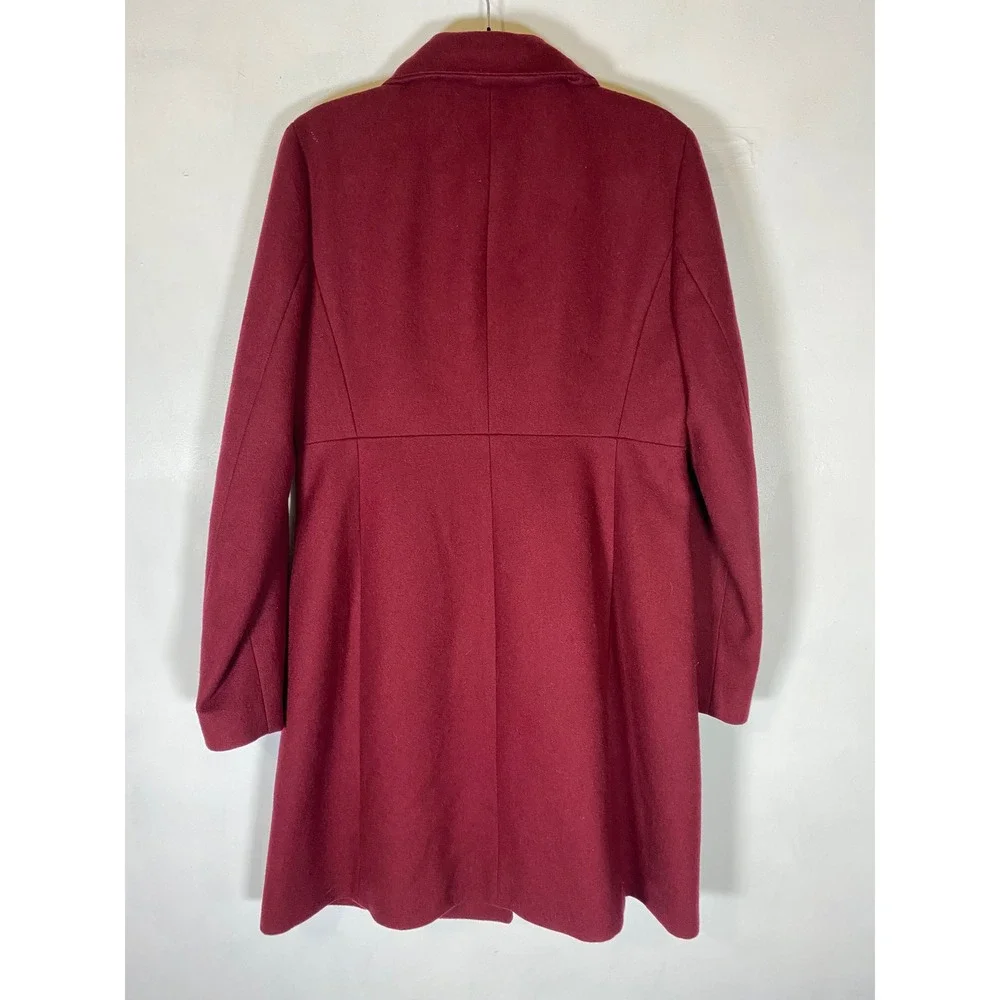 J.Crew Burgundy Wool Blend Coat Size 6 Long Peacoat Dress Coat Classic
